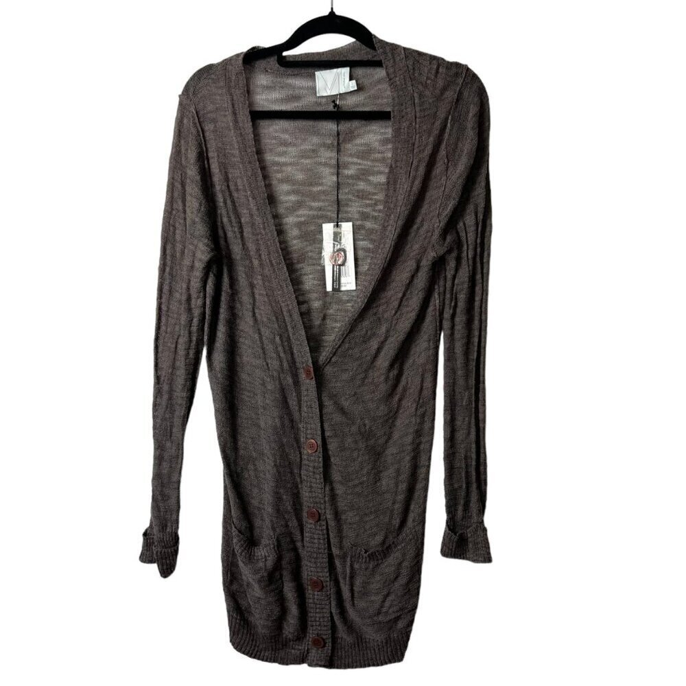 Michael stars‎ brown button front long cardigan women’s size 1